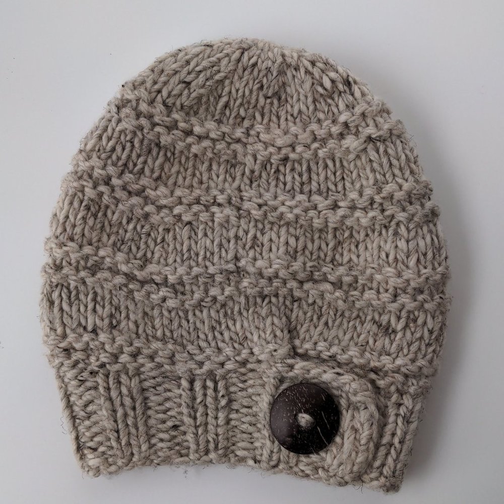Womens Slouchy Large Wool Hat with a Button